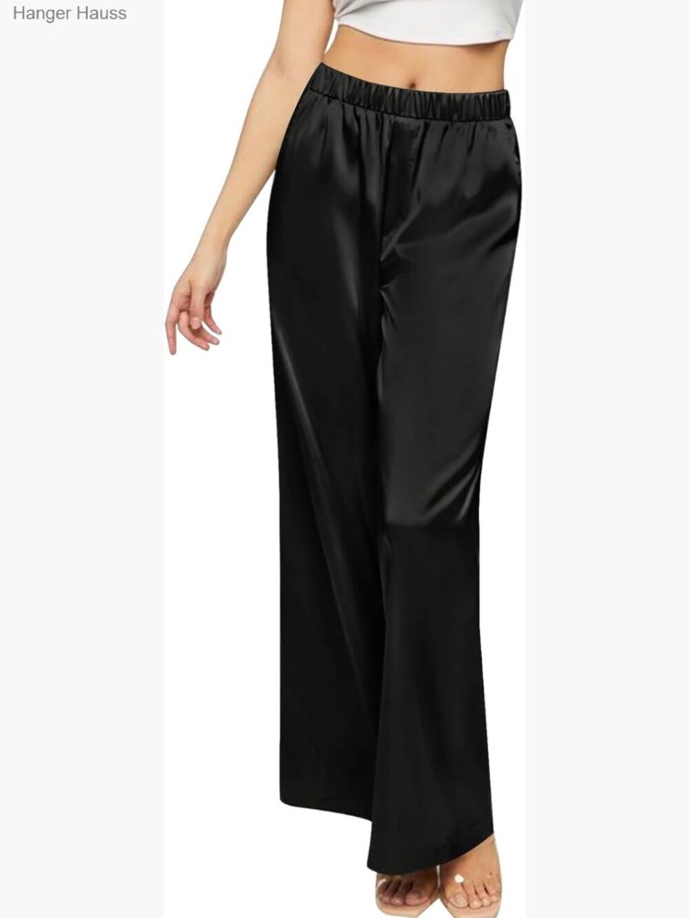 Silk Satin Pajama Pants Longs Elastic Waist Lounge Pj Bottoms Loungewear